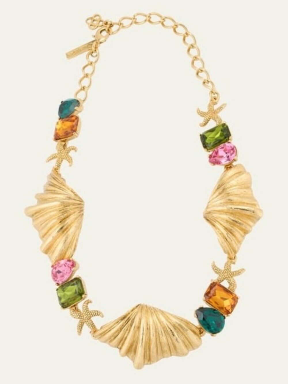 OSCAR DE LA RENTA Textured Shell Crystal Necklace